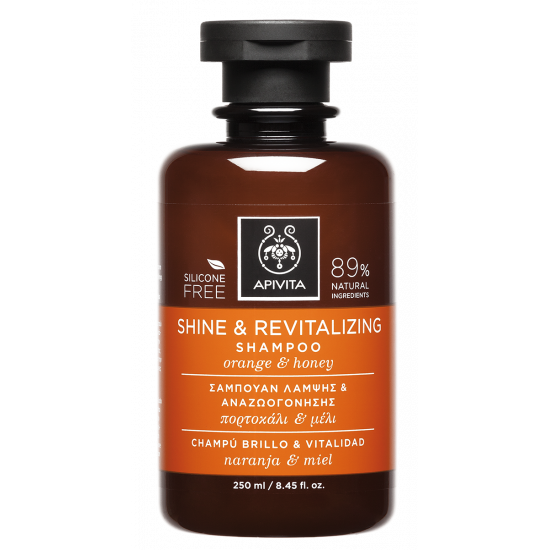 Apivita - Shine & revitalizing shampoo Σαμπουάν λάμψης και αναζωογόνησης με πορτοκάλι & μέλι - 250ml